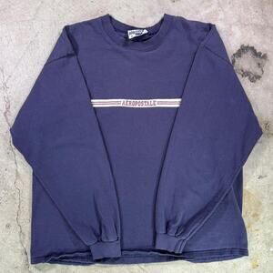 Vintage 90s aeropostale aerographics navy blue long sleeve shirt size L USA made